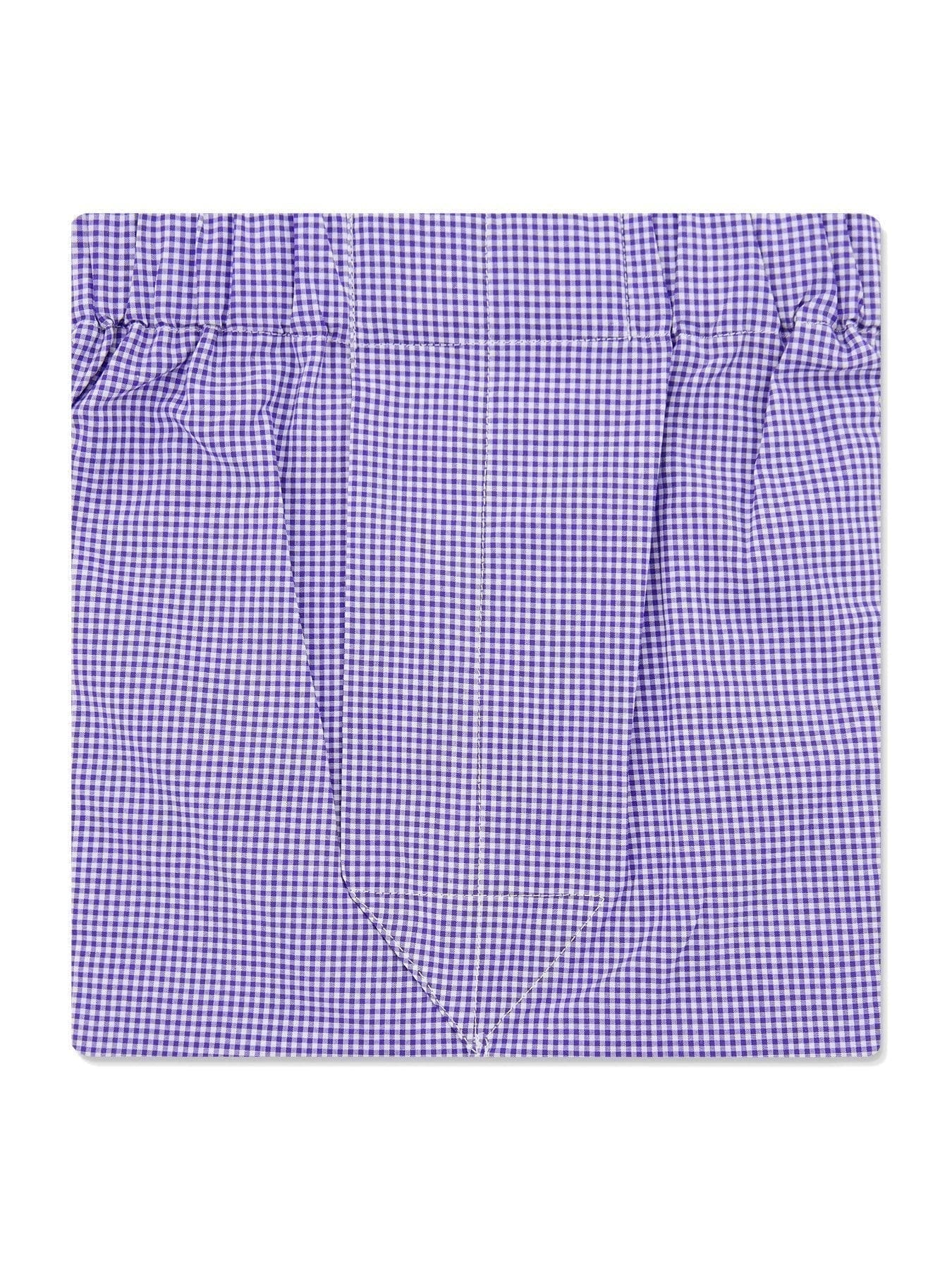 Purple & White Fine Check Poplin Cotton Classic Boxer Shorts