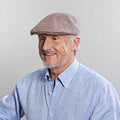 Red Basket Weave Cotton & Linen Flat Cap