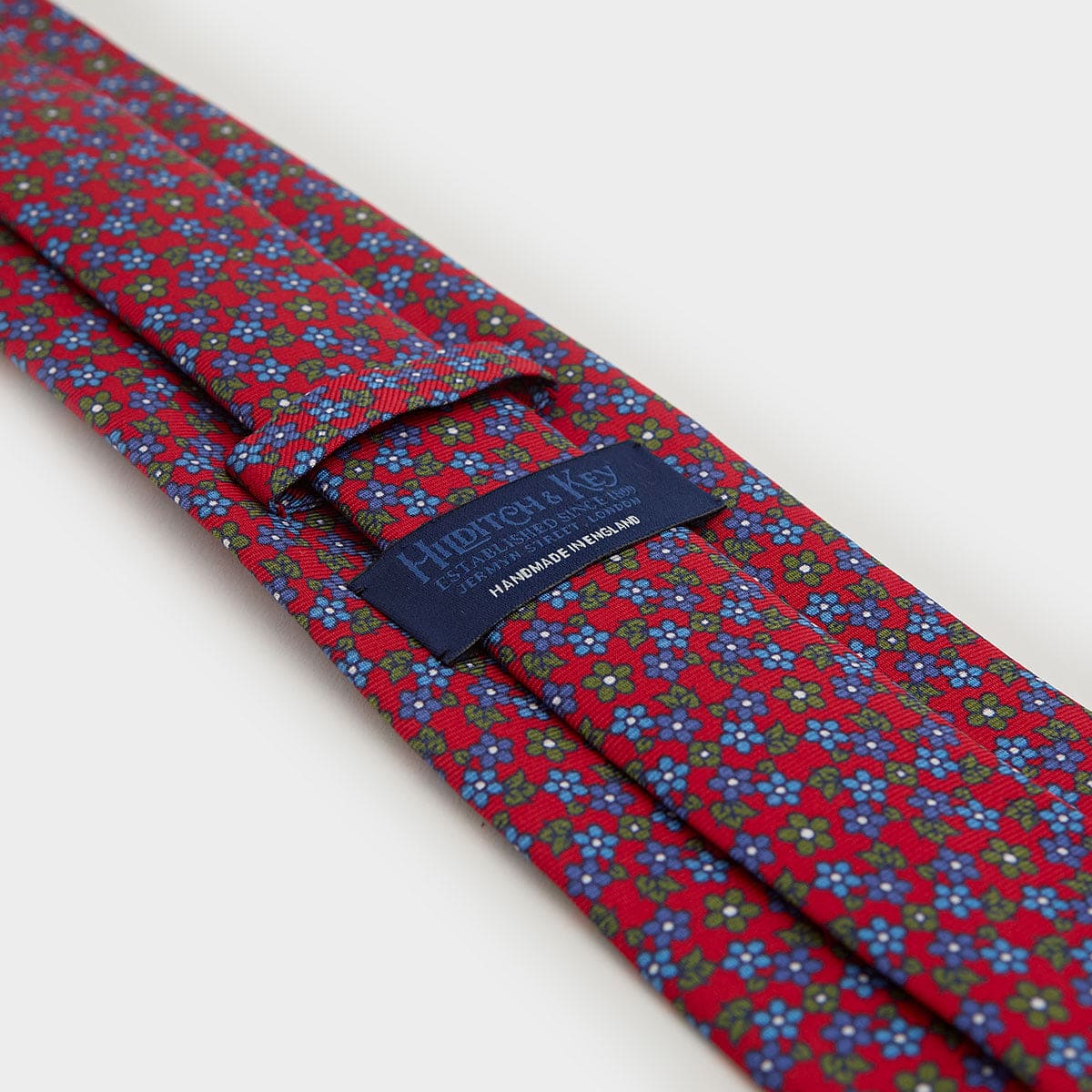 Red, Green & Blue Floral Printed Silk Tie | Hilditch & Key