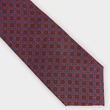 Red Mosaic Printed Silk Tie