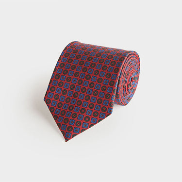 Red Mosaic Printed Silk Tie