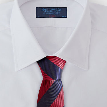 Red & Navy Block Stripe Silk Tie