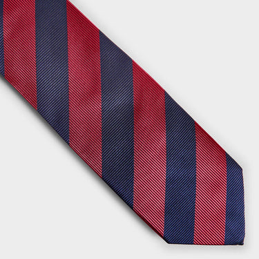 Red & Navy Block Stripe Silk Tie