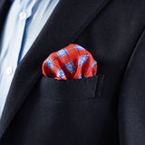 Red With Blue Multicheck Silk Handkerchief