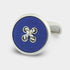 Royal Blue Enamel Sterling Silver Button Cufflinks
