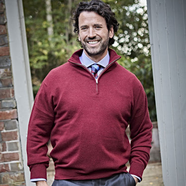 Russet Red Zip Neck Cashmere Sweater