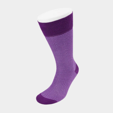Short Purple Herringbone Cotton Socks
