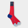 Short Red Cotton Socks with Contrast Heel & Toe