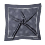 Silver Silk Handkerchief with White Paisley
