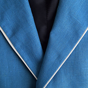 Single Breasted Blue Linen Waistcoat