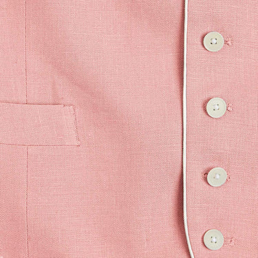 Single Breasted Light Pink Linen Waistcoat