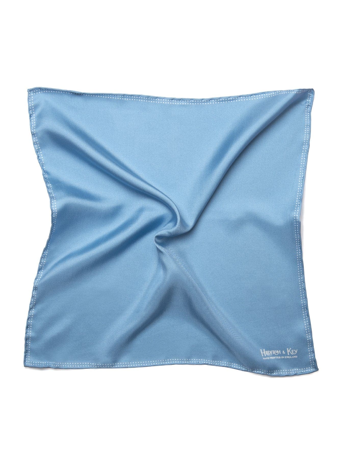 Sky Blue Silk Handkerchief with White Spots