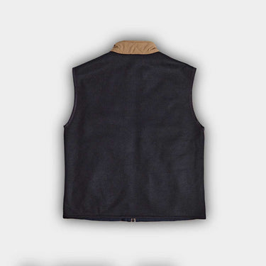 Stone Quilted Gilet With Navy Knitted Back