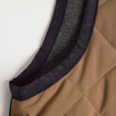 Stone Quilted Gilet With Navy Knitted Back