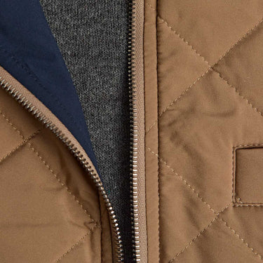 Stone Quilted Gilet With Navy Knitted Back