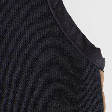 Stone Quilted Gilet With Navy Knitted Back