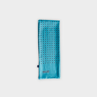 Teal & Navy Spot Silk Tubular Scarf