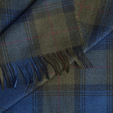 Tonal Sage Large Check Silk & Cashmere Scarf