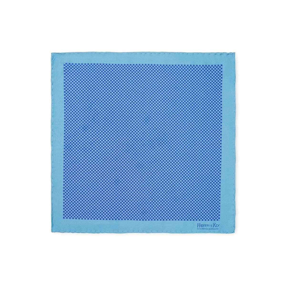 Turquoise & Blue Checkerboard Silk Handkerchief