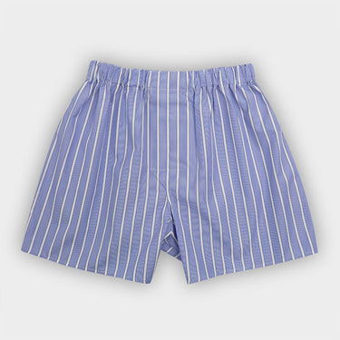 White & Blue Stripe Cotton Boxer Shorts