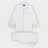 White Fine Twill Sea Island Quality Cotton Pyjamas with Navy Piping