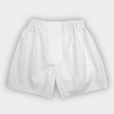 White Herringbone Cotton Boxer Shorts
