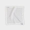 White & Navy Medium Spot Silk Pocket Square