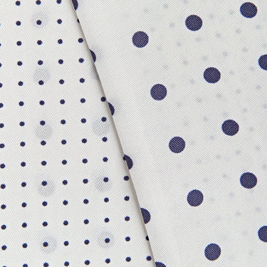 White & Navy Spot Silk Tubular Scarf