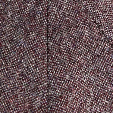 Wine & Grey Plain Weave 100% Wool Made In England Gatsby Cap