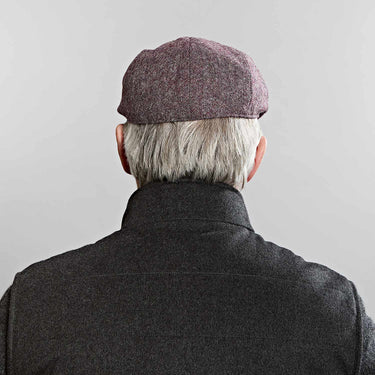 Wine & Grey Plain Weave Wool Gatsby Cap