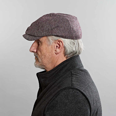 Wine & Grey Plain Weave Wool Gatsby Cap