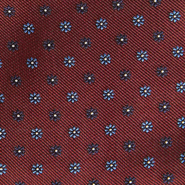 Wine Miniature Floral Motif Silk Tie