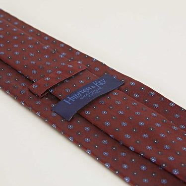Wine Miniature Floral Motif Silk Tie