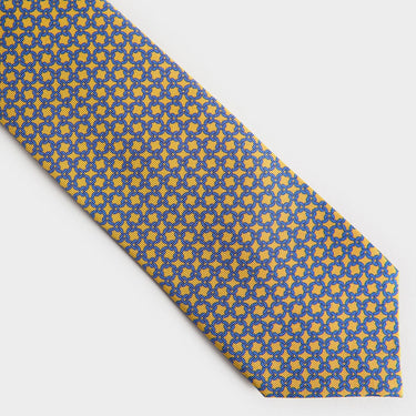 Yellow Interlocking Links Printed Silk Tie