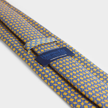 Yellow Interlocking Links Printed Silk Tie