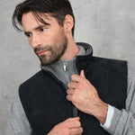 Navy Suede Reversible Gilet With Grey Lining - Hilditch & Key