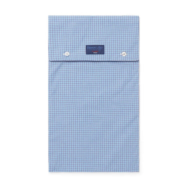 Aqua Blue & Navy Graph Overcheck Cotton Pyjamas With Navy Piping