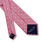 Baby Pink Twill with White Spots Woven Silk Tie