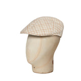 Beige & Cream Open Check Cotton & Linen Roma Cap