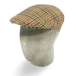 Beige, Navy & Red Houndstooth Check Wool Flat Cap