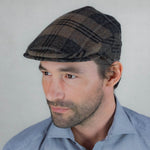 Black & Beige Check Wool Made In England Flat Cap