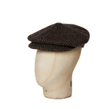 Black & Brown Herringbone Tweed Gatsby Cap