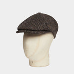 Black & Brown Large Herrringbone Tweed Wool Toni Cap