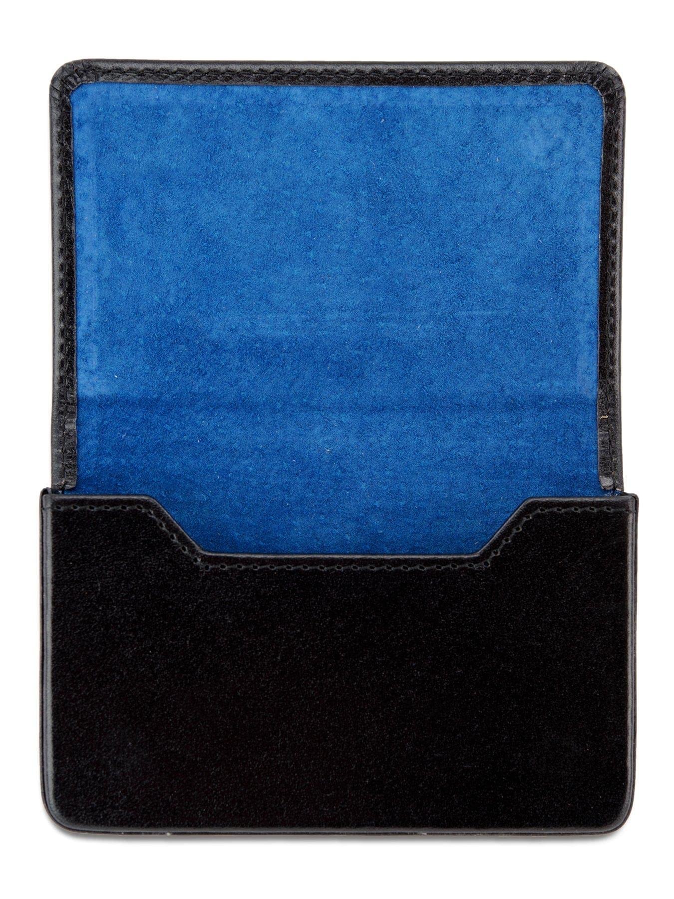 Black Calf Leather with Blue Suede Business Card Holder - Hilditch & Key