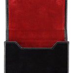 Black Calf Leather with Red Suede Business Card Holder - Hilditch & Key