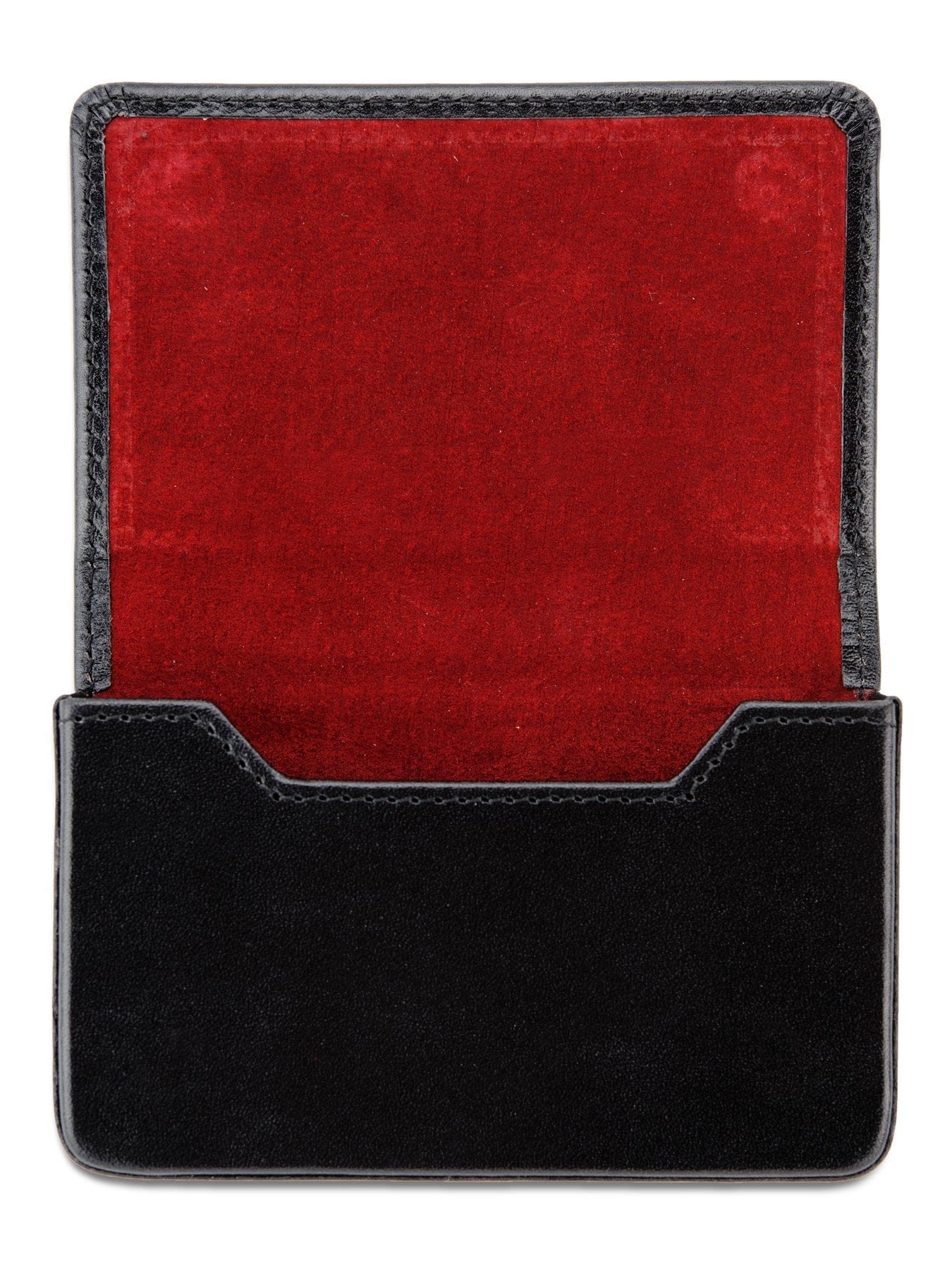 Black Calf Leather with Red Suede Business Card Holder - Hilditch & Key