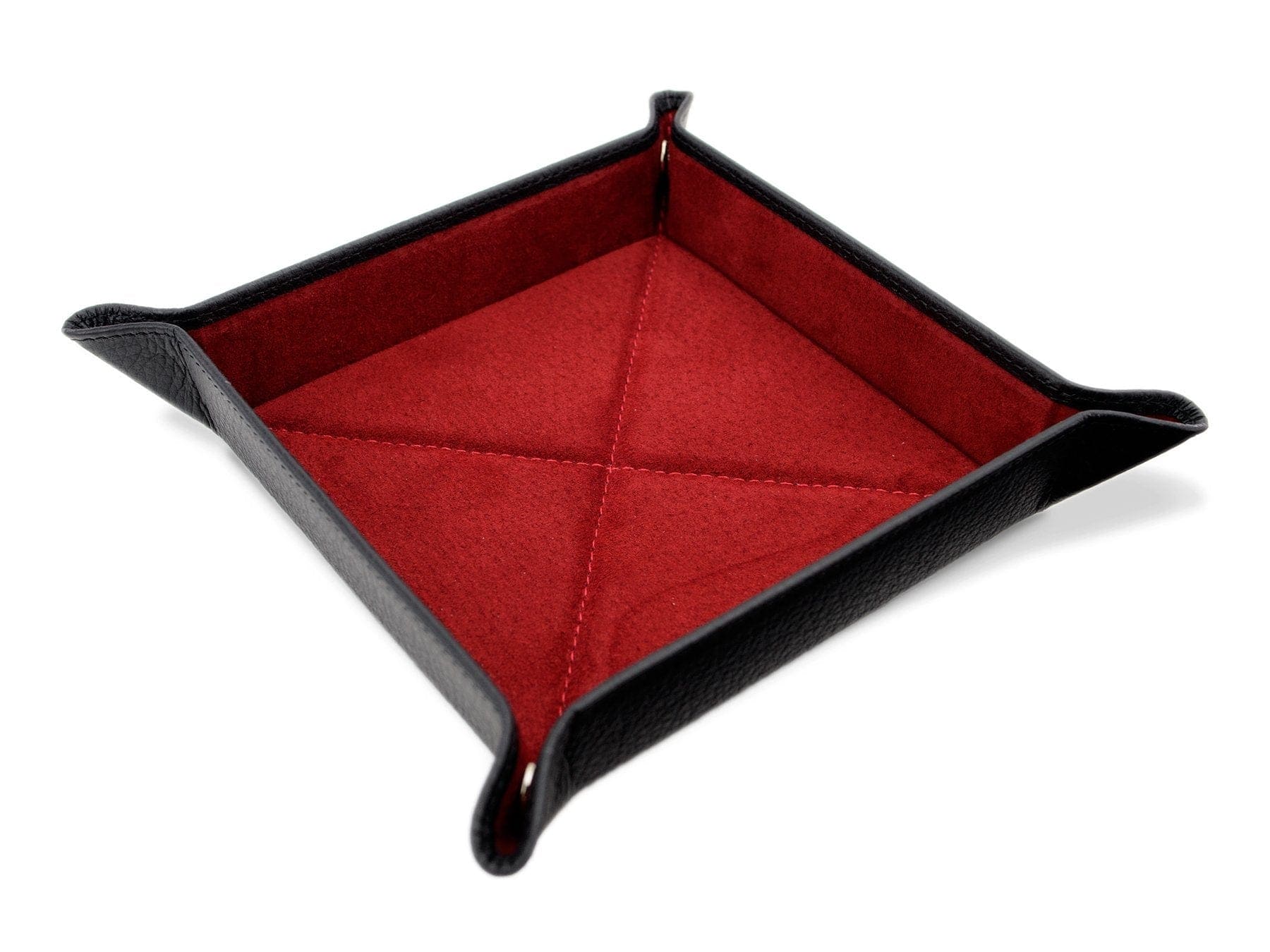 Black Calf Leather with Red Suede Travel Tray - Hilditch & Key