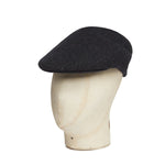 Black & Grey Bold Stitch Wool Flat Cap