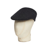 Black & Grey Bold Stitch Wool Flat Cap