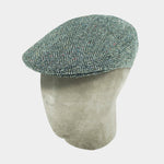 Black & Grey Herringbone Wool Flat Cap